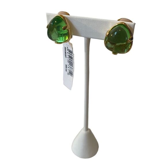 Kenneth Jay Lane Couture Collection Translucent Green & Gold Toned Clips. - Picture 3 of 7